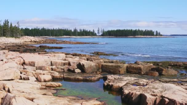 Maine Deki Acadia Ulusal Parkı Ndaki Rocky Sahili — Stok video