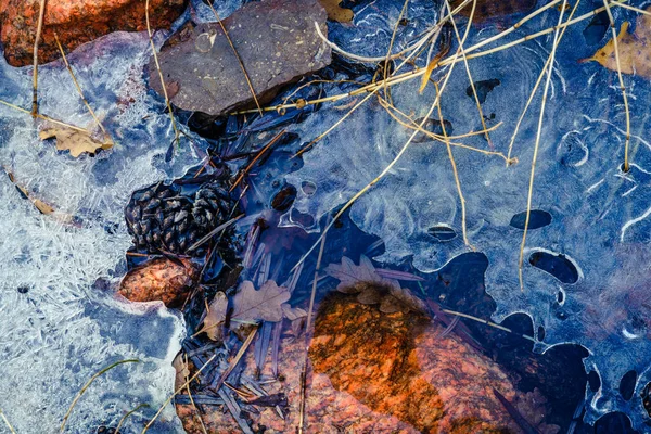 Detailní Záběr Led Potoce Kaňonu Kobylka Novém Mexiku — Stock fotografie