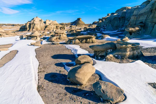 Naturskön Utsikt Över Bisti Zin Vildmarksområde New Mexico Vintern — Stockfoto