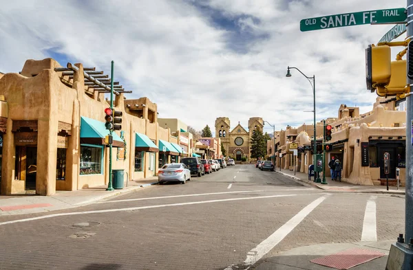 Santa New Mexico December 2021 Central Street Downtown Santa View — Stok fotoğraf