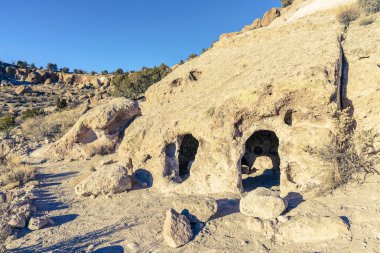 New Mexico 'daki Bandelier Ulusal Anıtı' nın bir parçası olan Tsankawi 'deki Antik Hint konutu