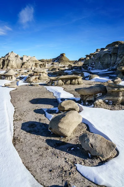 Naturskön Utsikt Över Bisti Zin Vildmarksområde New Mexico Vintern — Stockfoto