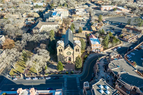 Flygfoto Över Katedralen Basilikan Francis Assisi Santa New Mexico — Stockfoto