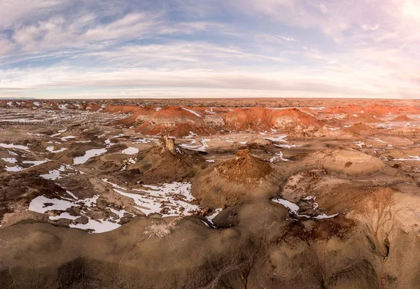 Aerial Panoramic View Bisti Zin Wilderness Area New Mexico Winter — Stock Photo, Image