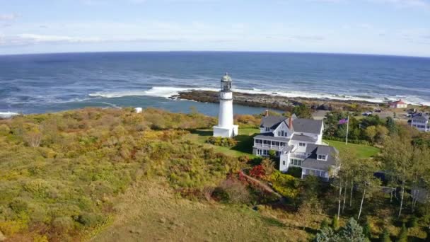 Landschappelijk Uitzicht Cape Elizabeth Light Een Vuurtoren Bij Ingang Van — Stockvideo