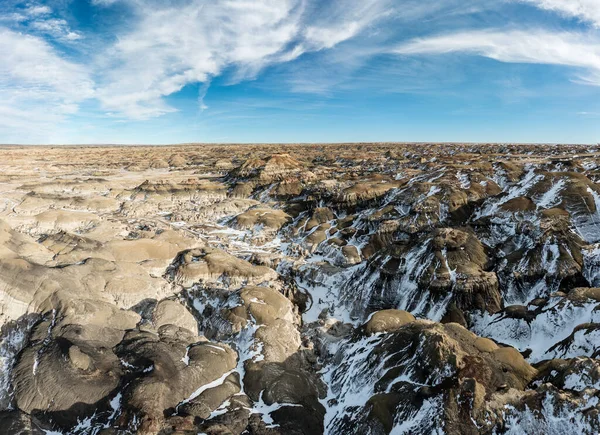Vue Panoramique Aérienne Région Sauvage Bisti Zin Nouveau Mexique Hiver — Photo