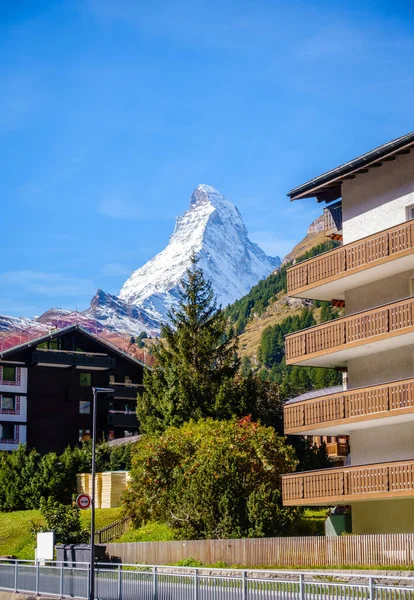 Street Swiss Resort Town Zermat View Matterhorn — Stock Photo, Image