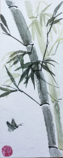 Asian bamboo watercolor — Stock Photo, Image