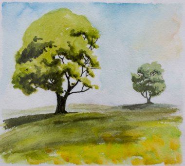 bir mesafede iki ağaç