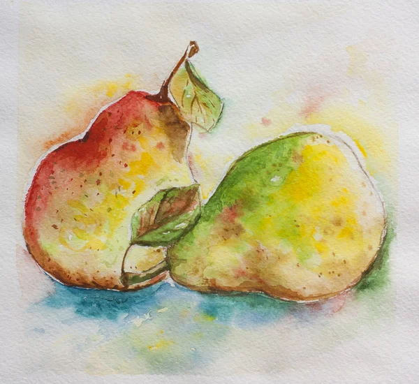 Pair of pears watercolor — Stock Photo, Image