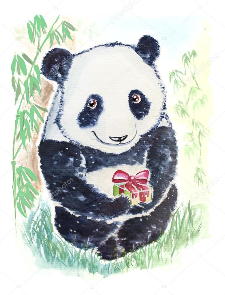 Panda bear with gift