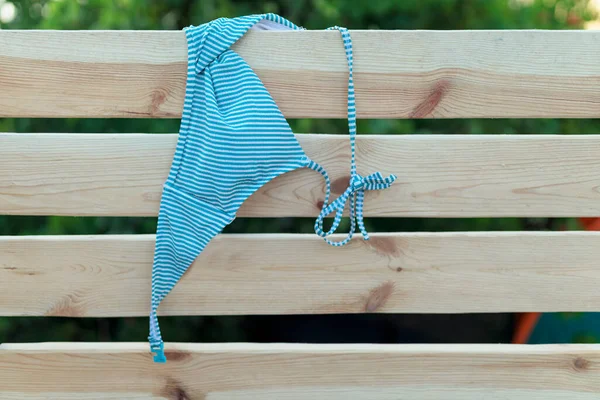 Swimsuit Hanging Beach Cab Changing Clothes Close Summer Time — Fotografie, imagine de stoc