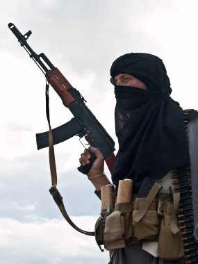 Muslim rebel with AK assault rifle