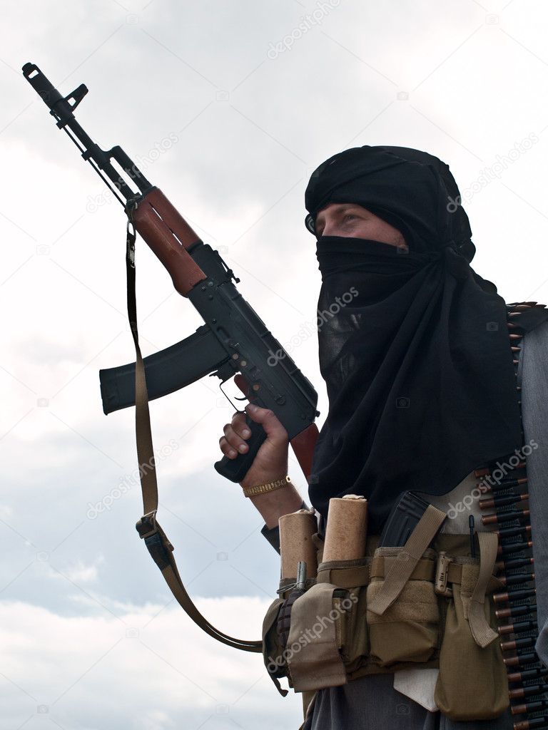 Muslim rebel with AK assault rifle