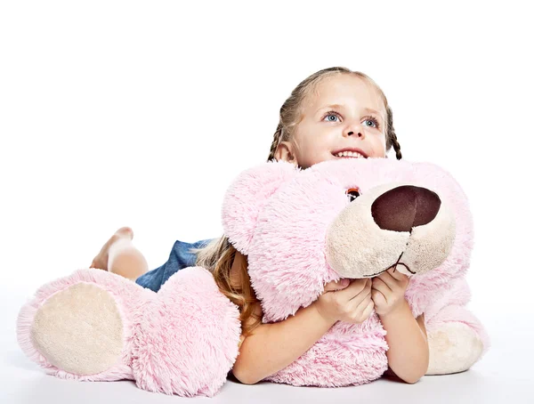 Menina com plushies — Fotografia de Stock