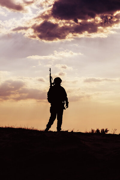 Silhouette of soldier