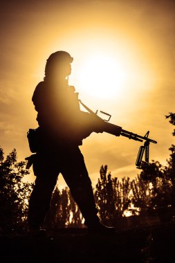 Silhouette of soldier clipart