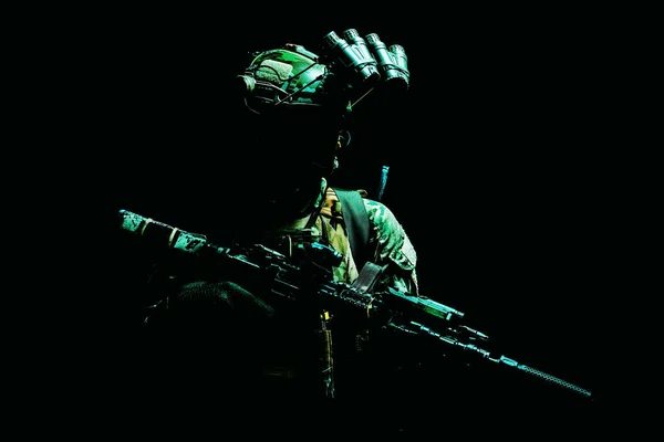 Modern Armé Specialstyrkor Utrustade Soldat Terrorist Trupp Kämpe Elit Legosoldat — Stockfoto