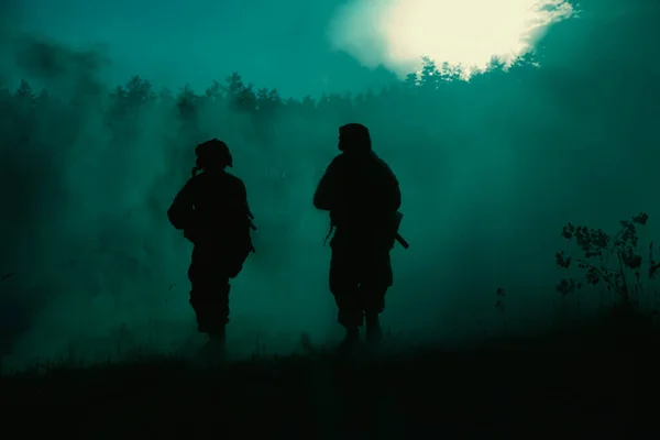 Marines Los Estados Unidos Acción Batalla Militar Campo Batalla Forestal — Foto de Stock