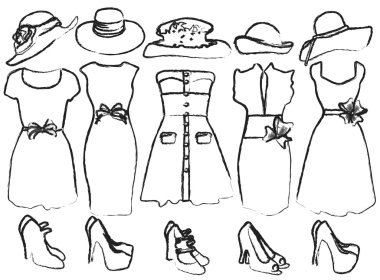 vektör çizim taslaklarını Bayan giyim