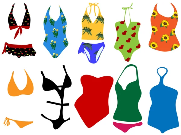 farklı mayolar kadın için vektör çizim