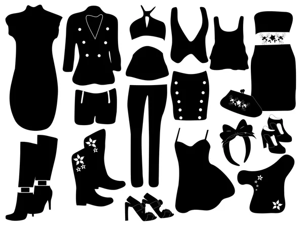 Illustration vectorielle de différents éléments de mode pour les femmes — Image vectorielle