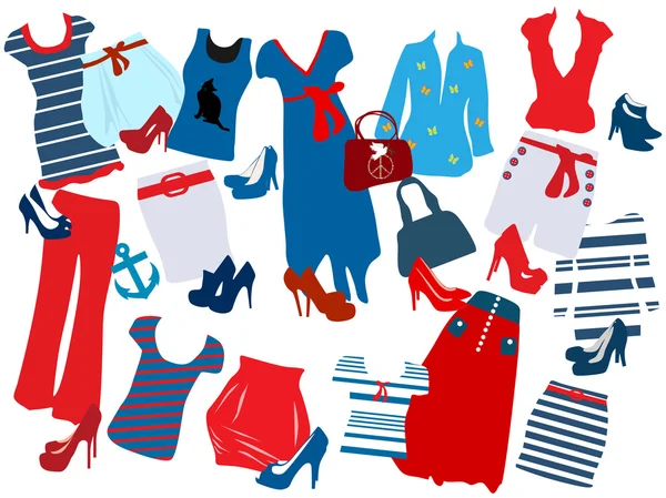Kadınlar için farklı moda elemanları vektör çizim