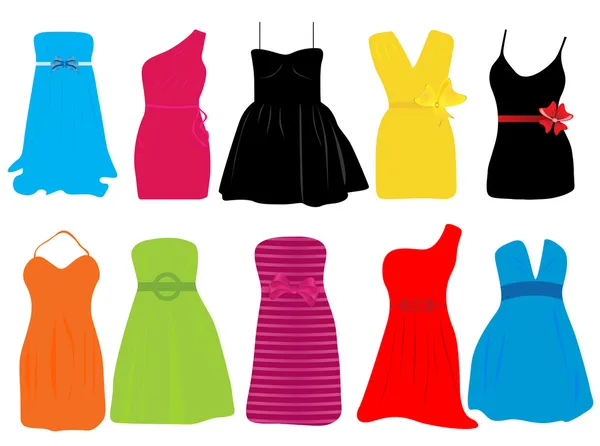 Vektor-Illustration von Sommerkleidern für Frauen — Stockvektor