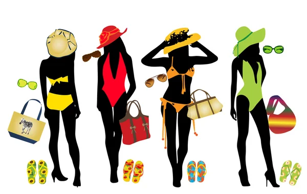 kadın moda elemanları beach için vektör çizim