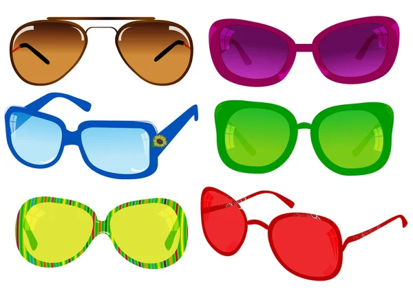 Ilustração Vevtor de diferentes óculos de sol — Vetor de Stock