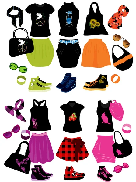 Vector illustration of fashion elements for women — Stock Vector