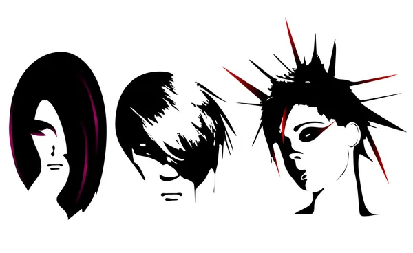 vektör çizim farklı kadın saç modeli