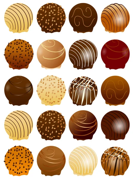 Ilustración vectorial de diferentes tipos de chocolate — Archivo Imágenes Vectoriales