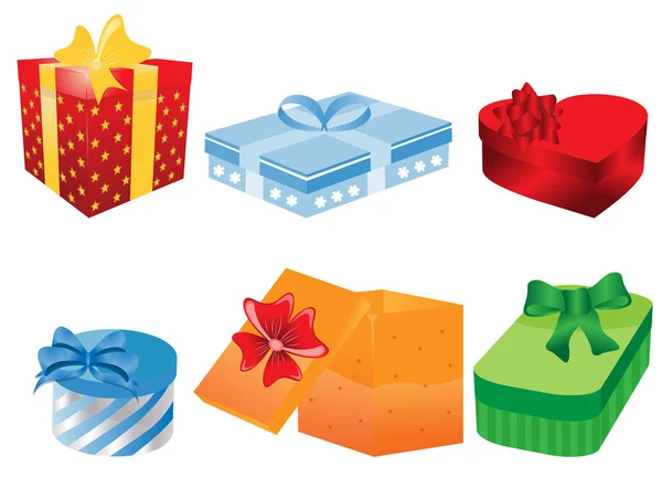 Ilustración vectorial de diferentes cajas de regalo — Archivo Imágenes Vectoriales