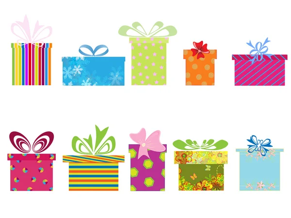 Ilustración vectorial de diferentes cajas de regalo — Vector de stock