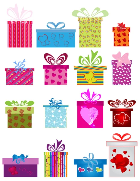Différentes boîtes cadeaux — Image vectorielle