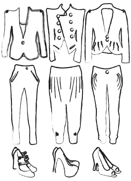 Ilustração vetorial de rascunhos de roupas femininas Gráficos Vetores