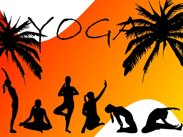 Векторні ілюстрації різних силуетів йоги Стокова Ілюстрація