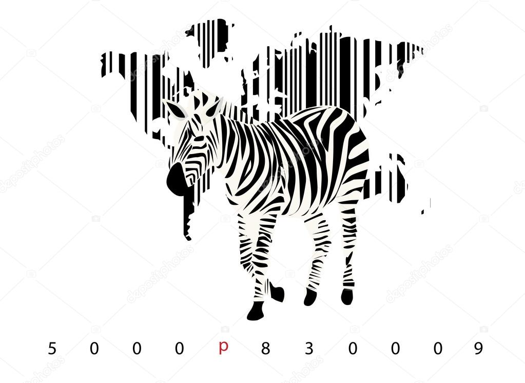 Vector illustratin of bar code and zebra