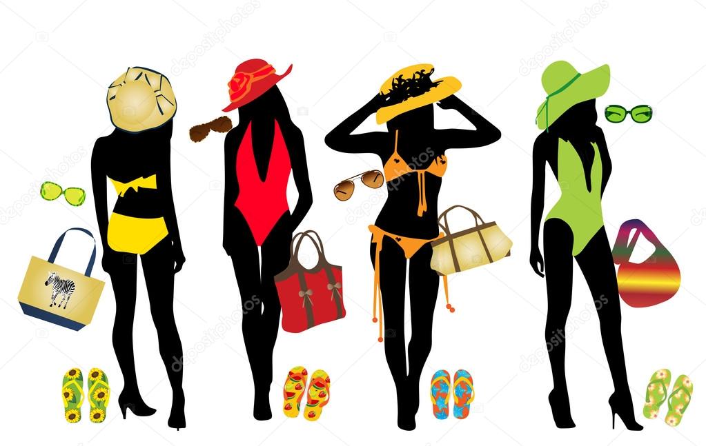 Vector illustration of woman fashion elements for beach