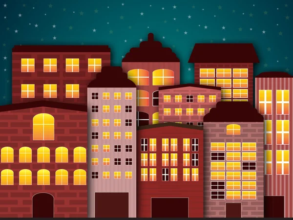 Cartoon city in the dark — Stock Vector