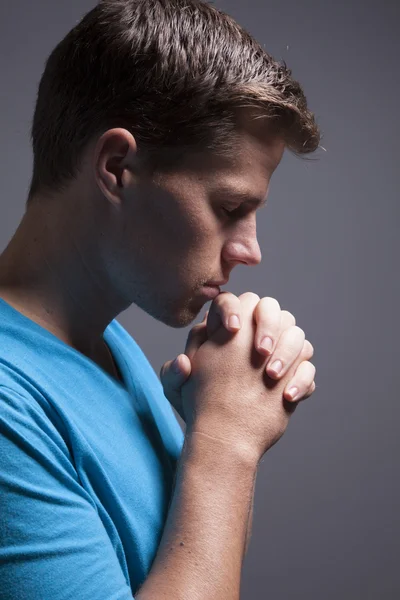 Man Praying With Folded Hands — Stock Photo, Image