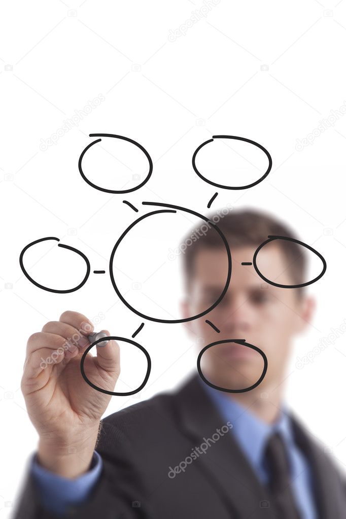 Business Man Drawing Blank Diagram