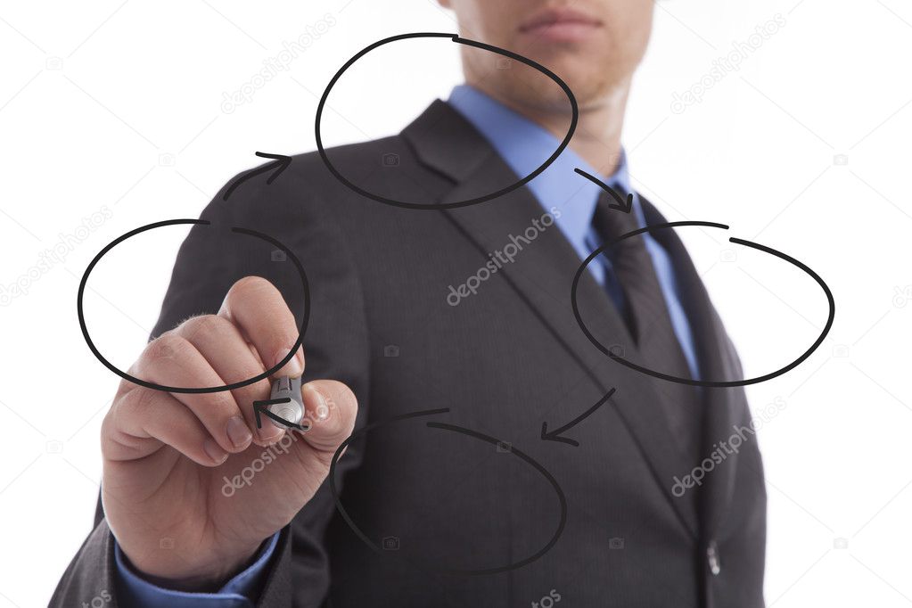 Young Business Man Drawing Graph
