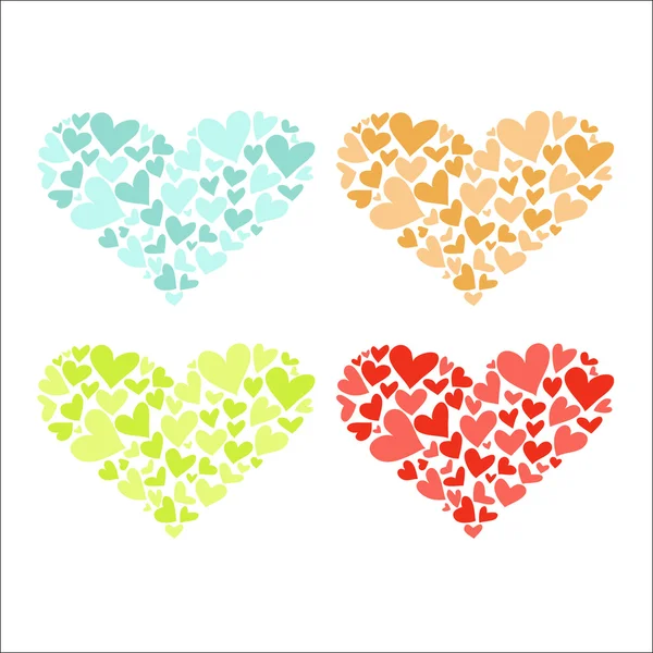 Čtyři barevné srdce — Stockový vektor