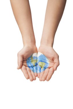 Hands Holding Painted World clipart