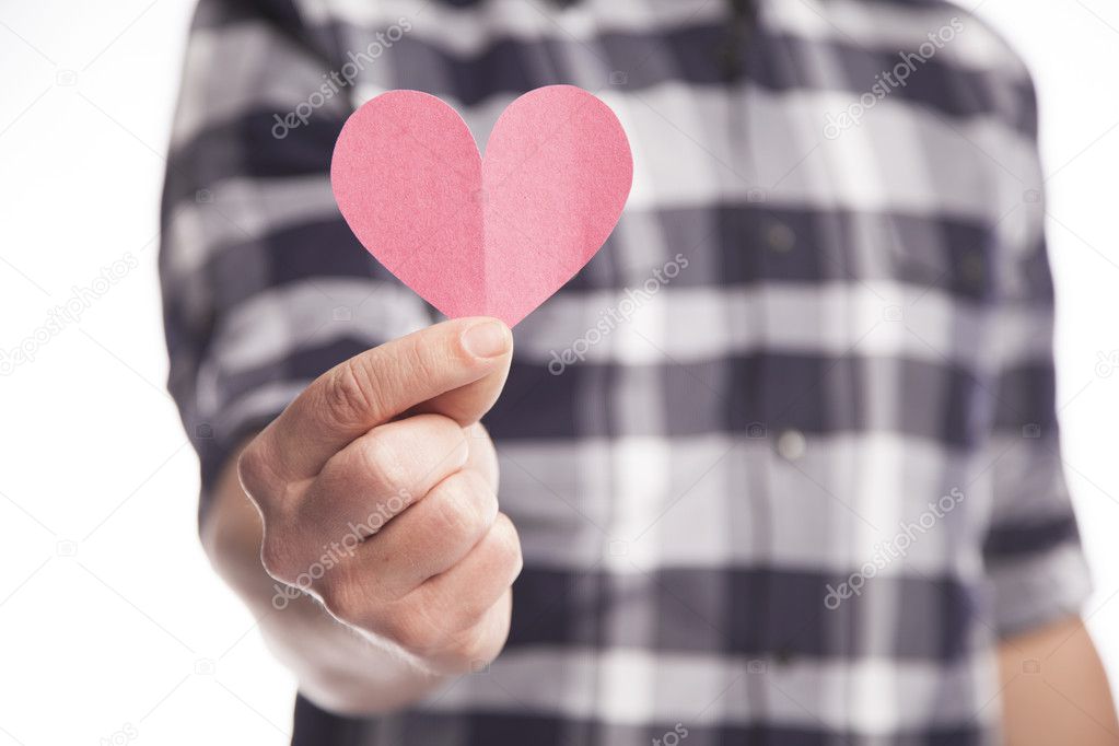 Man Holding Paper Heart