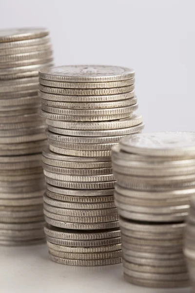 Stacks Of Silver Coins — Stock Photo, Image