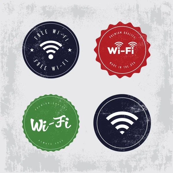 Vector Vintage WiFi Badges — Stock Vector