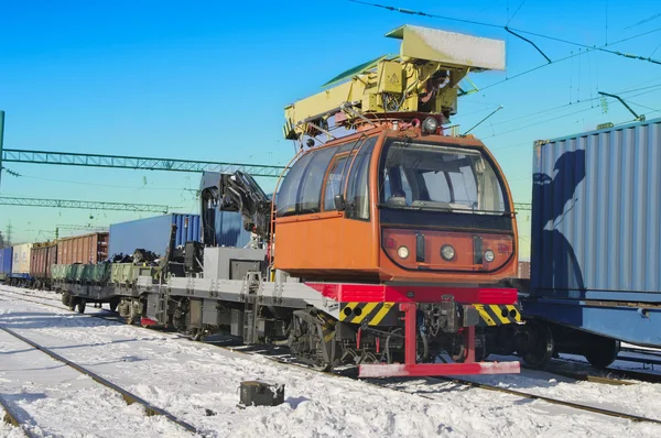 Train crane carriage. — Stock Image Train crane carriage. — Stock Photo, Image